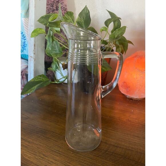 Vintage clear glass wine juice pitcher carafe - Picture 1 of 9